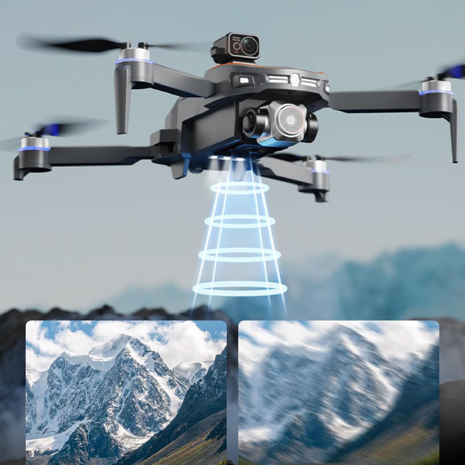 WiFi Drone with Dual Camera, 360° Flip FPV Mini Drones, Foldable RC Quadcopter with 4 Way Obstacle Avoidance, Optical Flow Positioning (Double Battery)