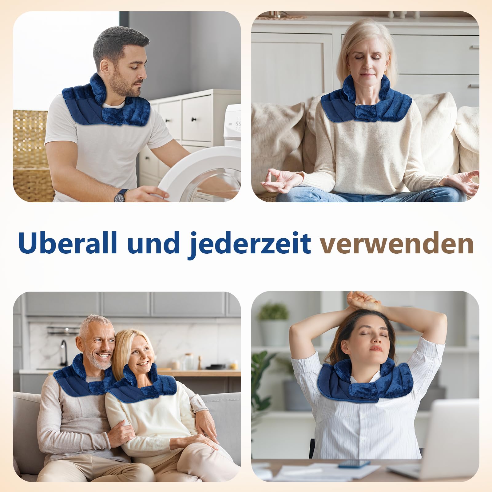 Comfytemp gewichtetes Wärmekissen Nacken Körnerkissen, 1,1kg Mikrowelle Nackenwärmer Halswärmer mit Ultraweiche Oberfläche, Natürliche Leinsamen Feuchte Wärme