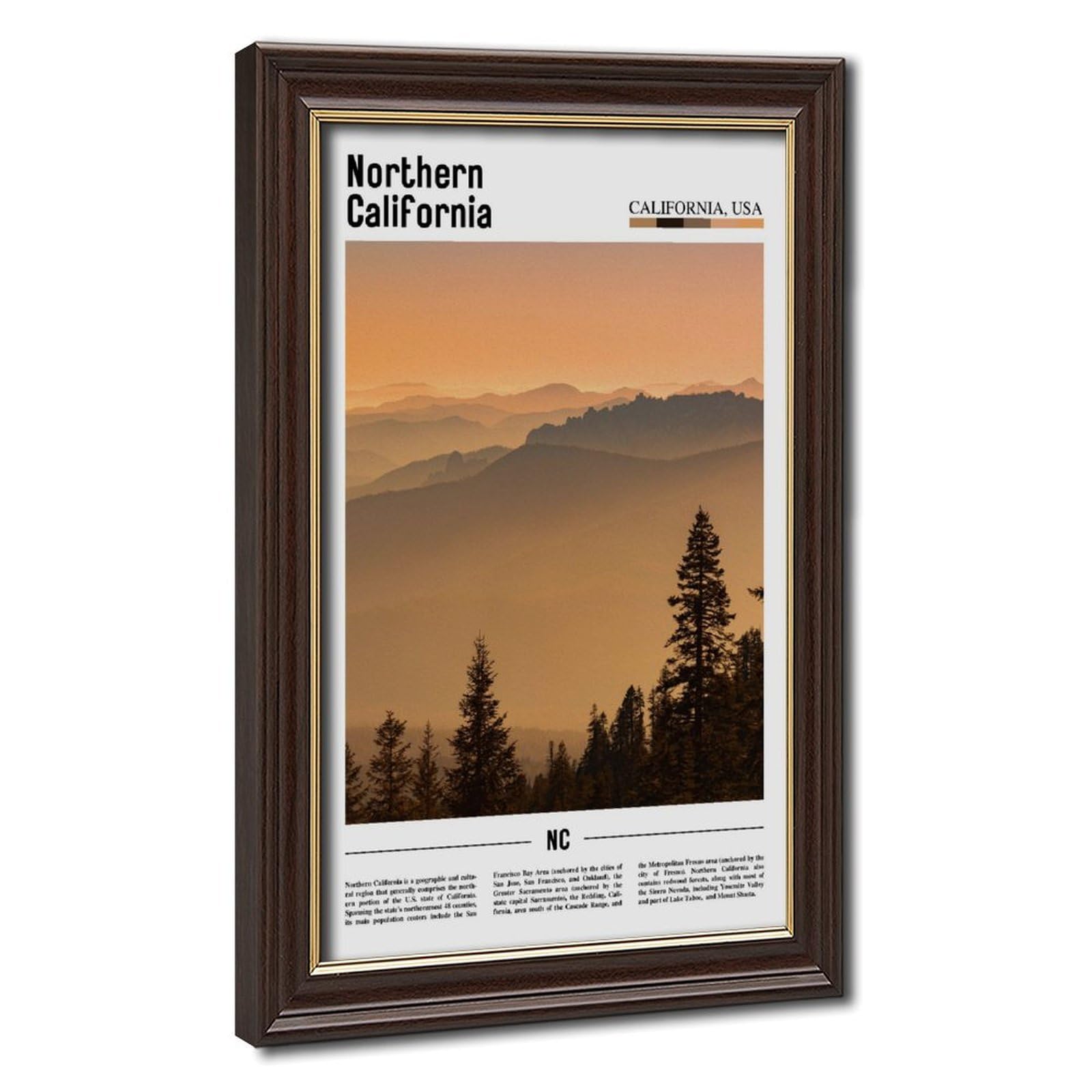Wcyb Mokume Gane Frame Northern California Scenery Travel Posters Prints Canvas Deco Paintings Wall Art Hangable Frame 20" L X 30" W