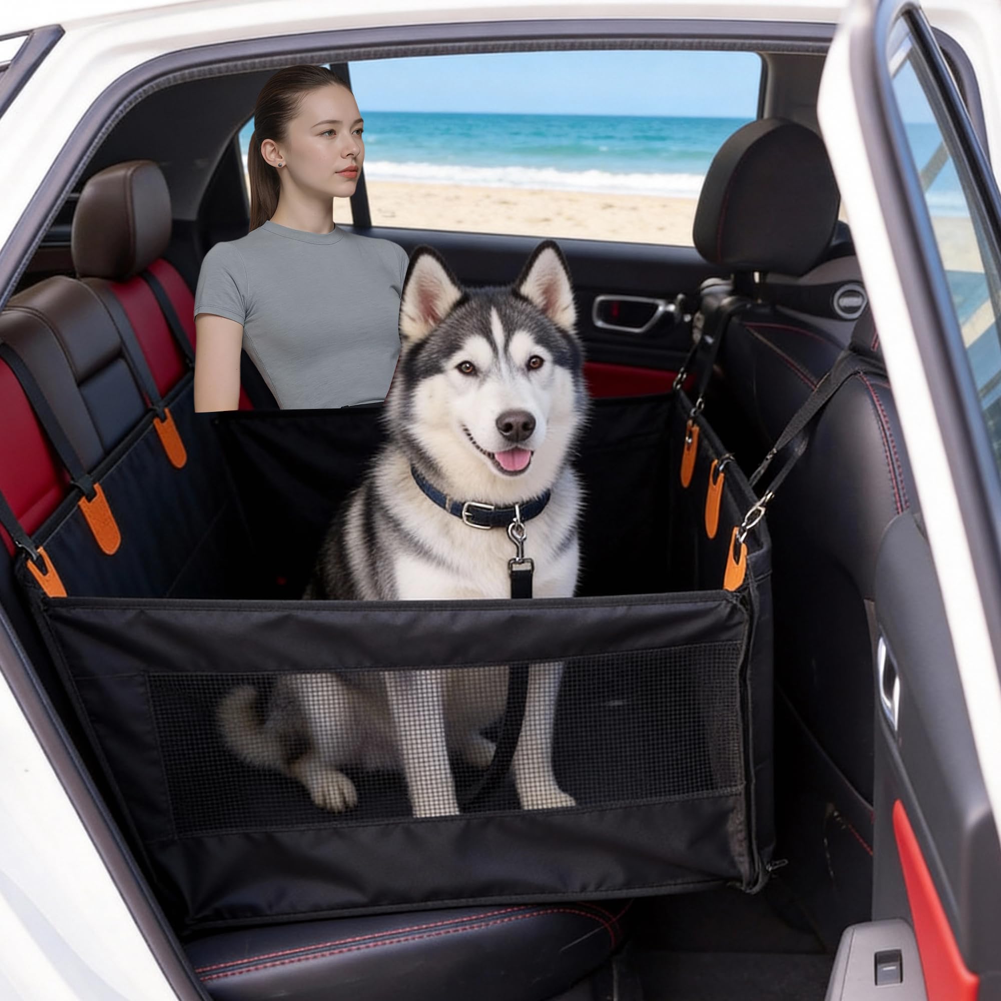 Single Seat Dog Car Seat Extender, 28.7" Wide Hard Bottom Pet Bridge - Leaves Half Back Seat for Passengers, Waterproof PU Leather, Includes Side Support Rods, Fits Most Cars SUVs (Partial Bench)