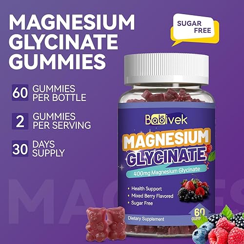 Miniatura 6 de Gomitas de glicinato de magnesio 700 mg, con L-treonato de magnesio 300 mg, 60 gomitas veganas, sin OMG, sin gluten y azúcar (60 unidades (paquete