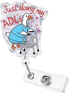 Just Doing My ADLs Funny Silly Goose Nurse Badge Reel, Cute Retractable ID Badge Holder, Name Tag Badge Buddy for RN OT PT OTA COTA Rehab Nursing Student Teacher Doctor Medical Rehabilitation Workers