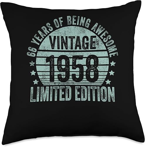 Miniatura 1 de Retro 66th Birthday Gifts Men Women Throw Pillow, 18x18, Multicolor