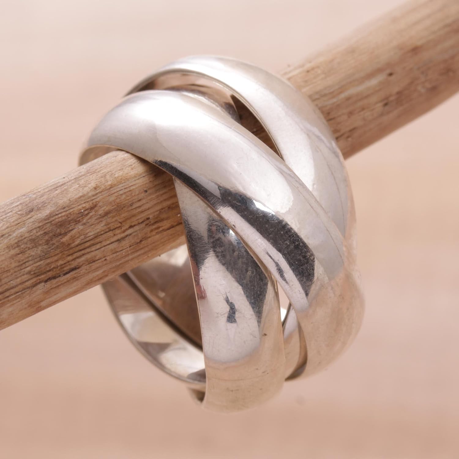 NOVICA Artisan Handmade Men's .925 Sterling Silver Ring Band Indonesia Modern 'Family of Three'