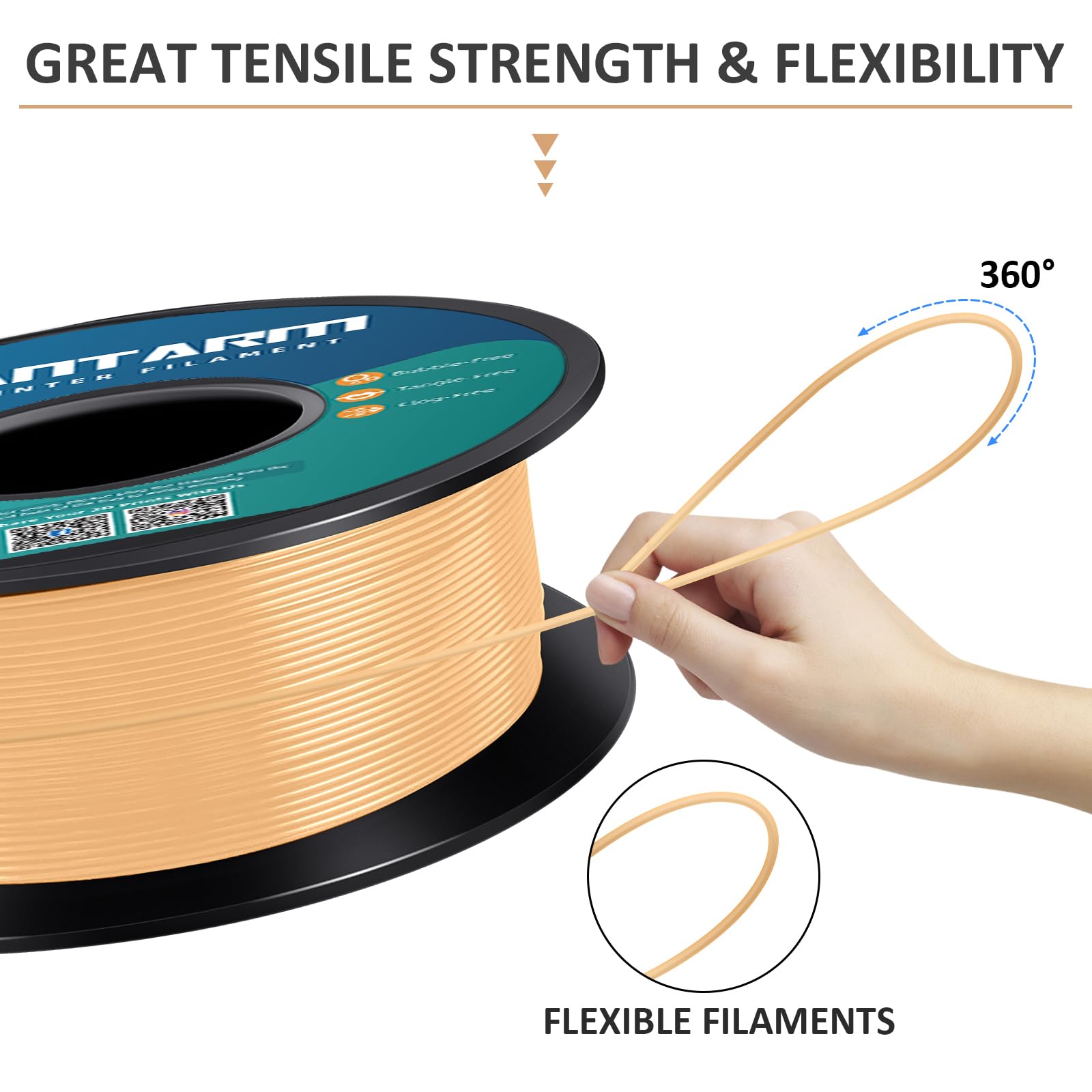 Filamento PLA 1,75 mm, GIANTARM Stampante 3D PLA Filamento 1 kg Spool (Oro sabbia)