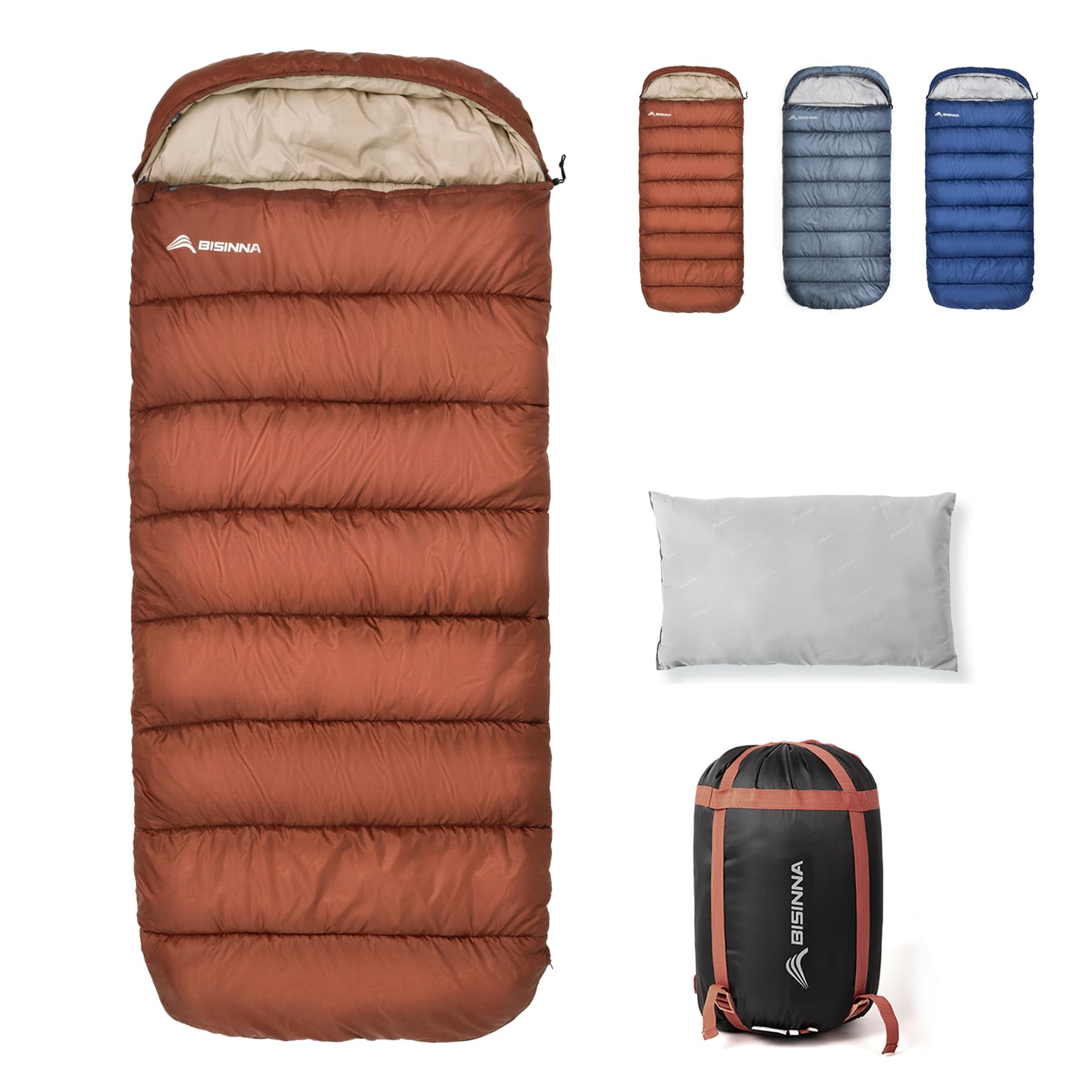 BISINNAXXL Sleeping Bag for Big and Tall Adults,3-4 Season Plus Size Warm and Comfortable Waterproof Lightweight Sleeping Bag Great for Camping Backpacking Hiking Indoor & Outdoor