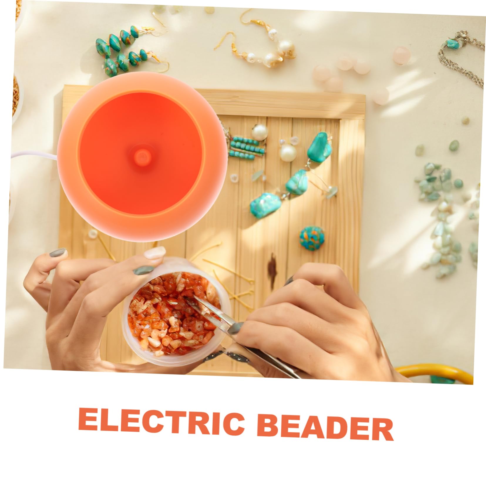 jojofuny Dispositivo Eléctrico para Ensartar Cuentas Cuenco Naranja de Abs, Herramienta para Elaborar Cuentas Pequeñas Plata Líquida en Proyectos DIY