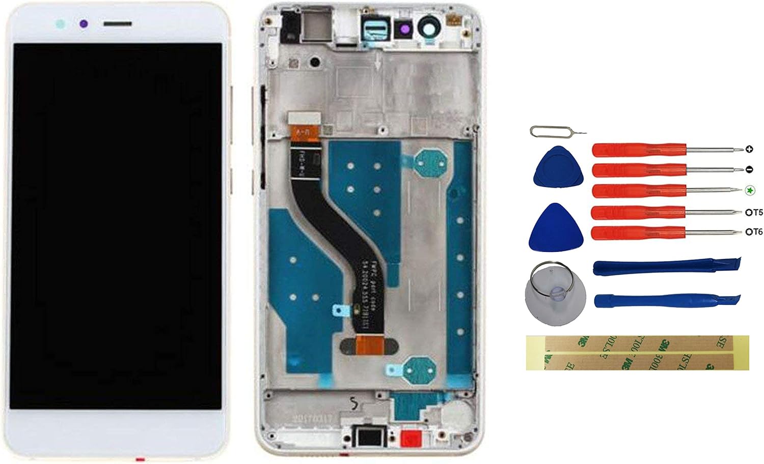Front view of the Yixi Huawei P10 Lite replacement display with frame