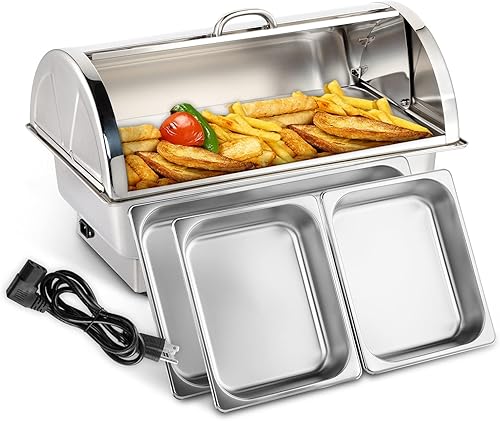 ROVSUN Paquete de 2 platos eléctricos de 9 cuartos de galón, juego de bufé de acero inoxidable con tapa para comida, calentador de alimentos con disponible en Yaxa Colombia