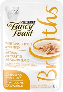 Fancy Feast Wet Cat Food Complement, Creamy Broths with Tuna, Chicken & Whitefish 40g Bag (16 Pack)