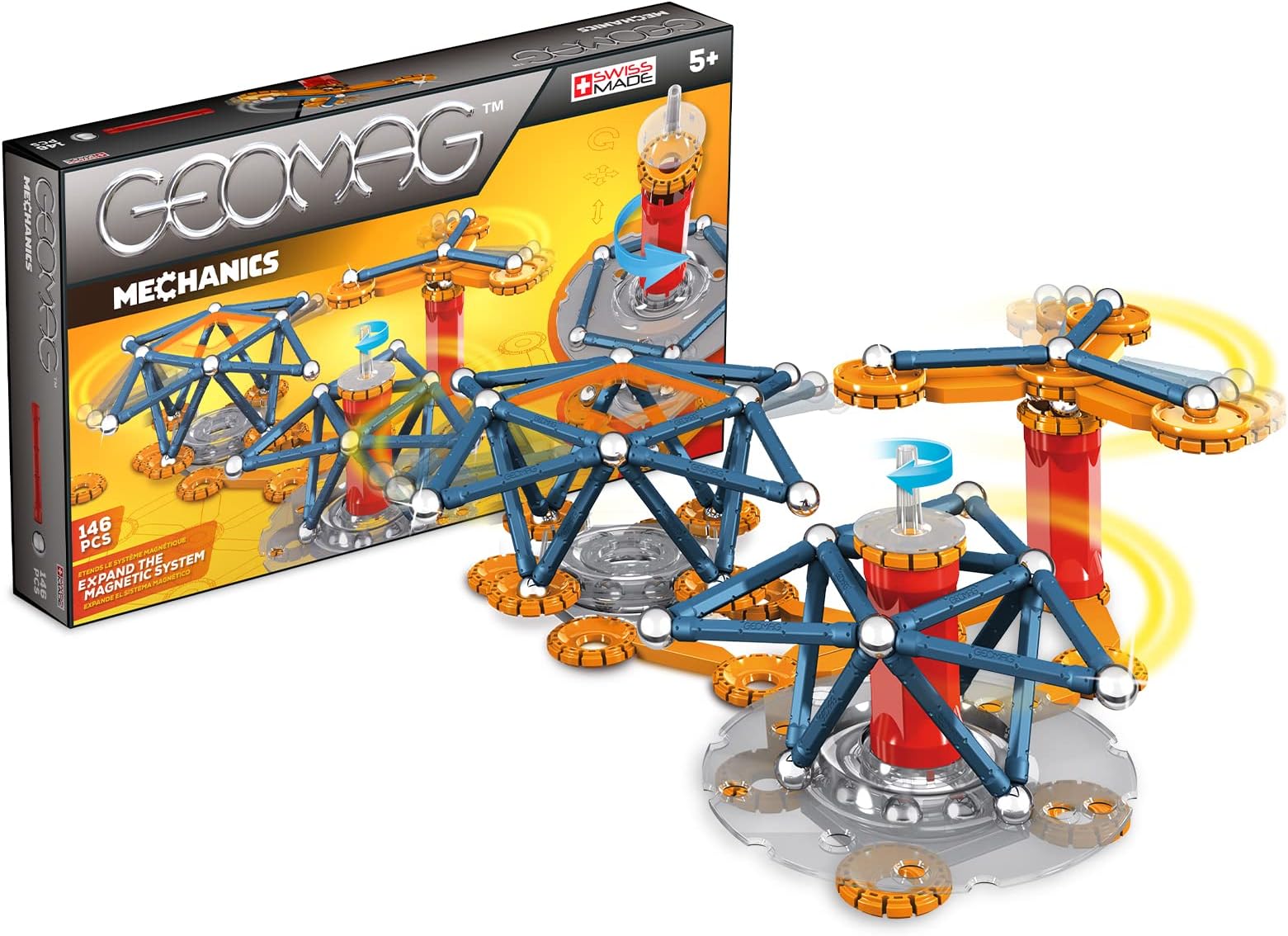 Geomag 722- Mechanics Multicolour, Educational And Creative Game For Kids, Magnetic Constructions, 146 Pieces