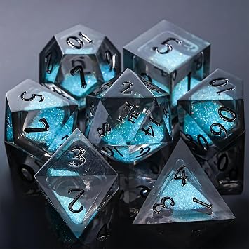 7Pcs D&D Dice Set Liquid Core Quicksand Resin,Sharp Edge for D&D RPG MTG