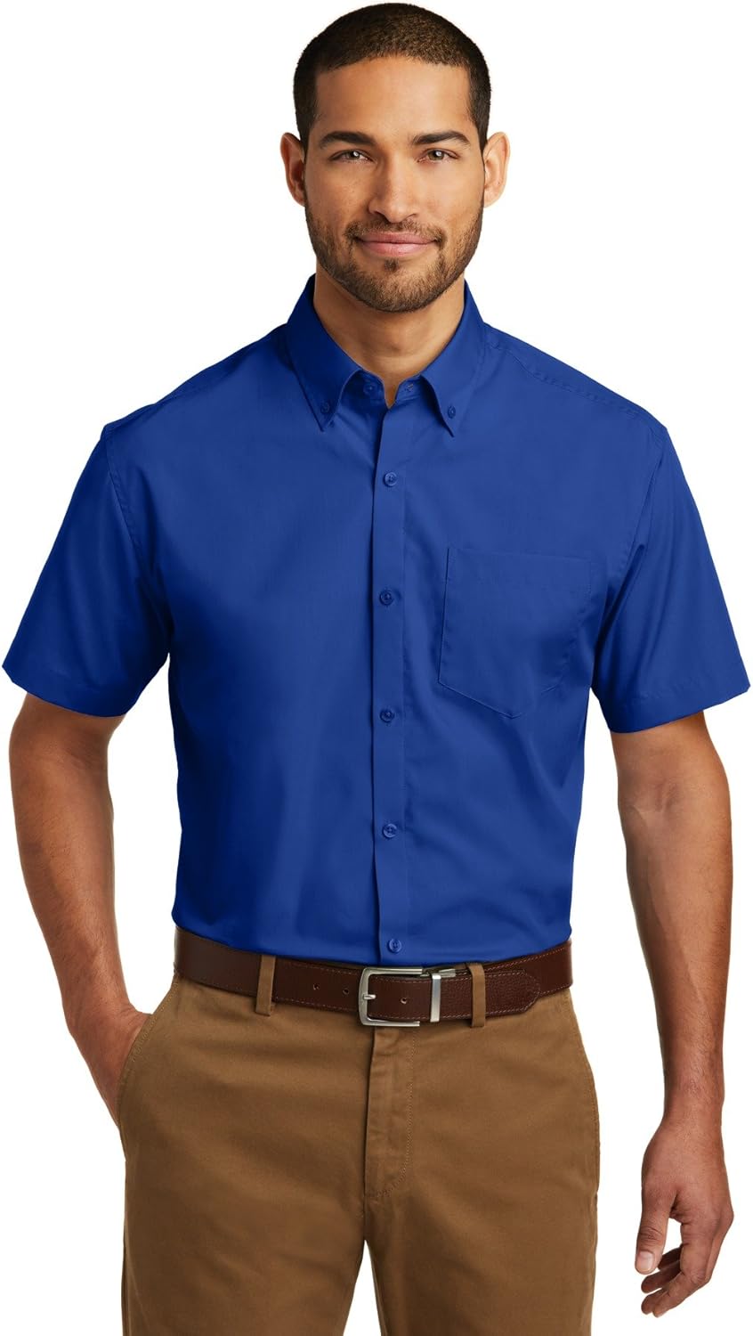 Port Authority Men's Short Sleeve Carefree Poplin Button-Down Shirt