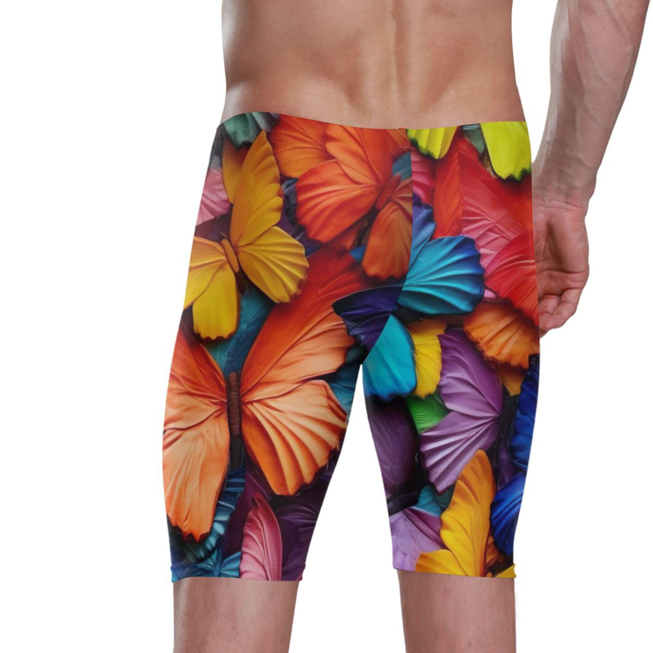 UMIRIKO Color Butterfly Men's Swim Jammers Racing & Training Swimsuit Fast, Flexible,Comfortable XXXL B0401525, 3X-Large