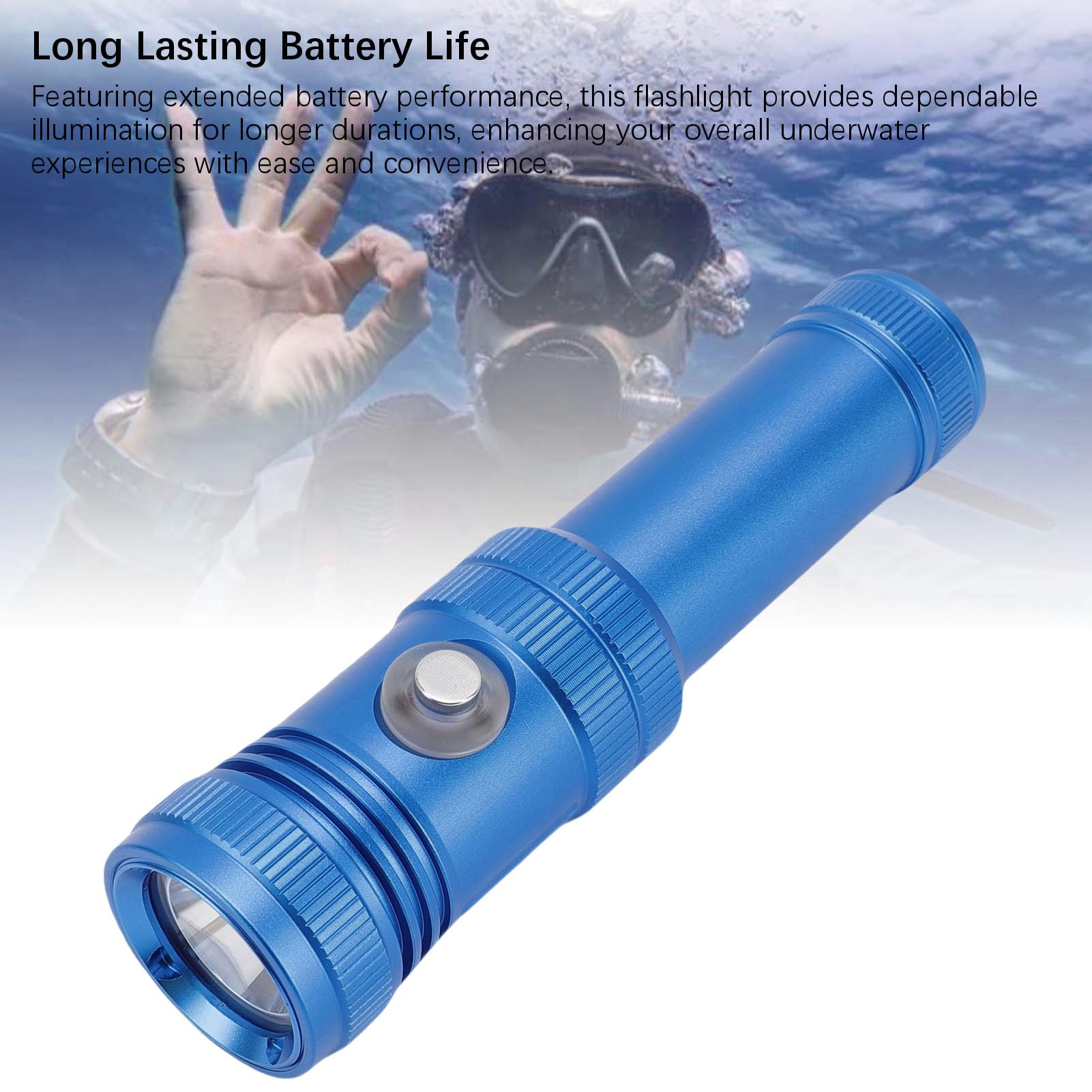 Torcia Subacquea 1200 Lumen Impermeabile per 50 M di profondità | Costruzione leggera, prestazioni della batteria estese, perfetto per le emergenze, la pesca, l\'esplorazione marina