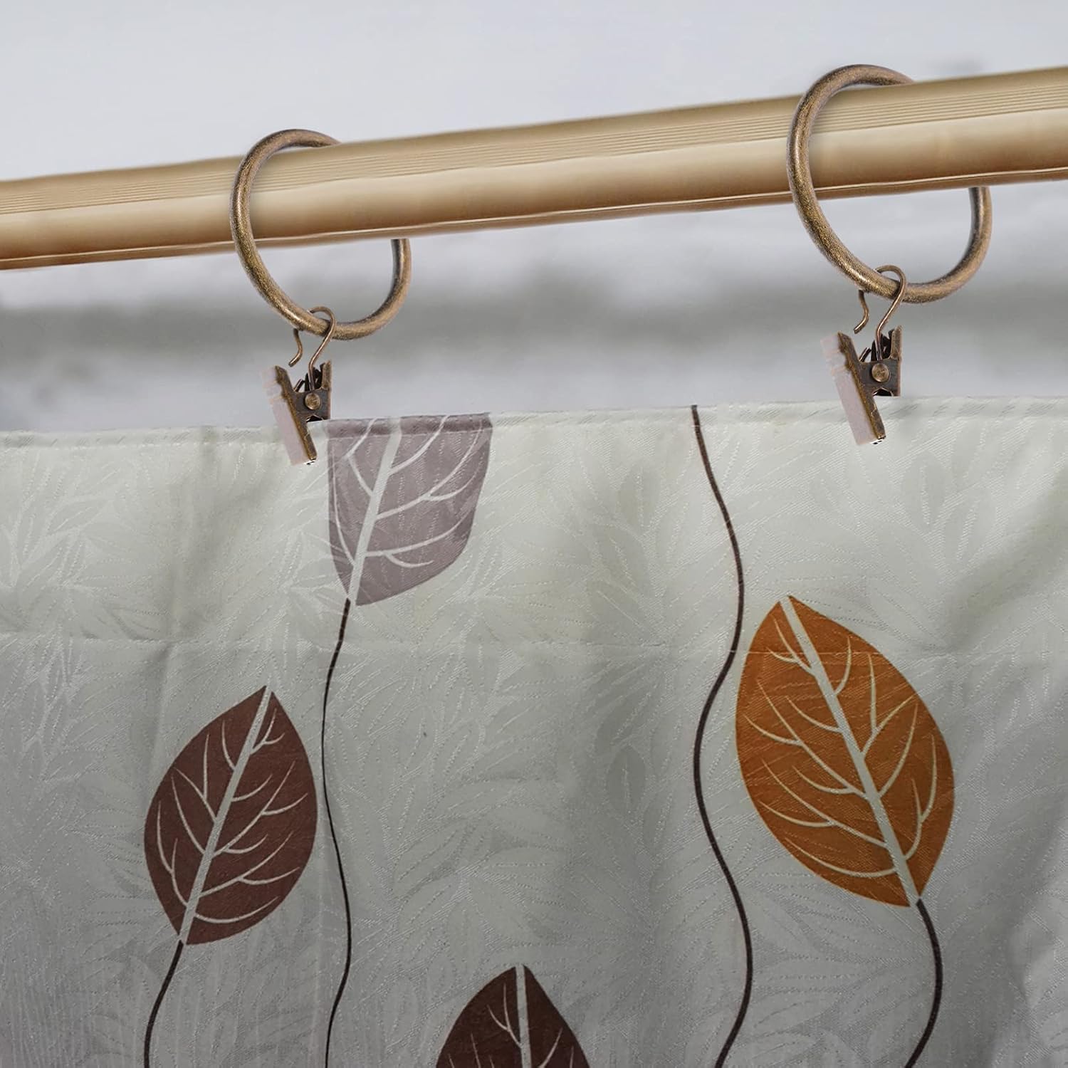 Zerodeko 50pcs Vintage Home Curtain Sturdy Shower Curtain Hooks for Bathroom Easy to Install Decorative Glide Material Inner