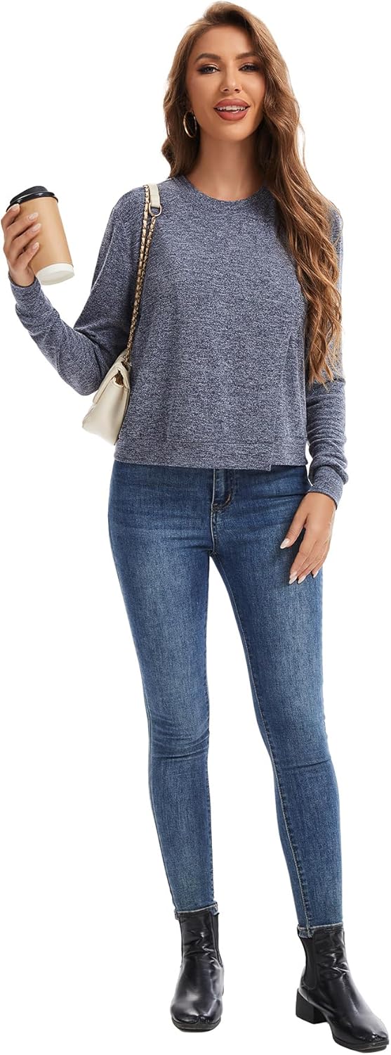 Sosolism Women's Nursing Shirts Long Sleeve Breastfeeding Tops - Image 5