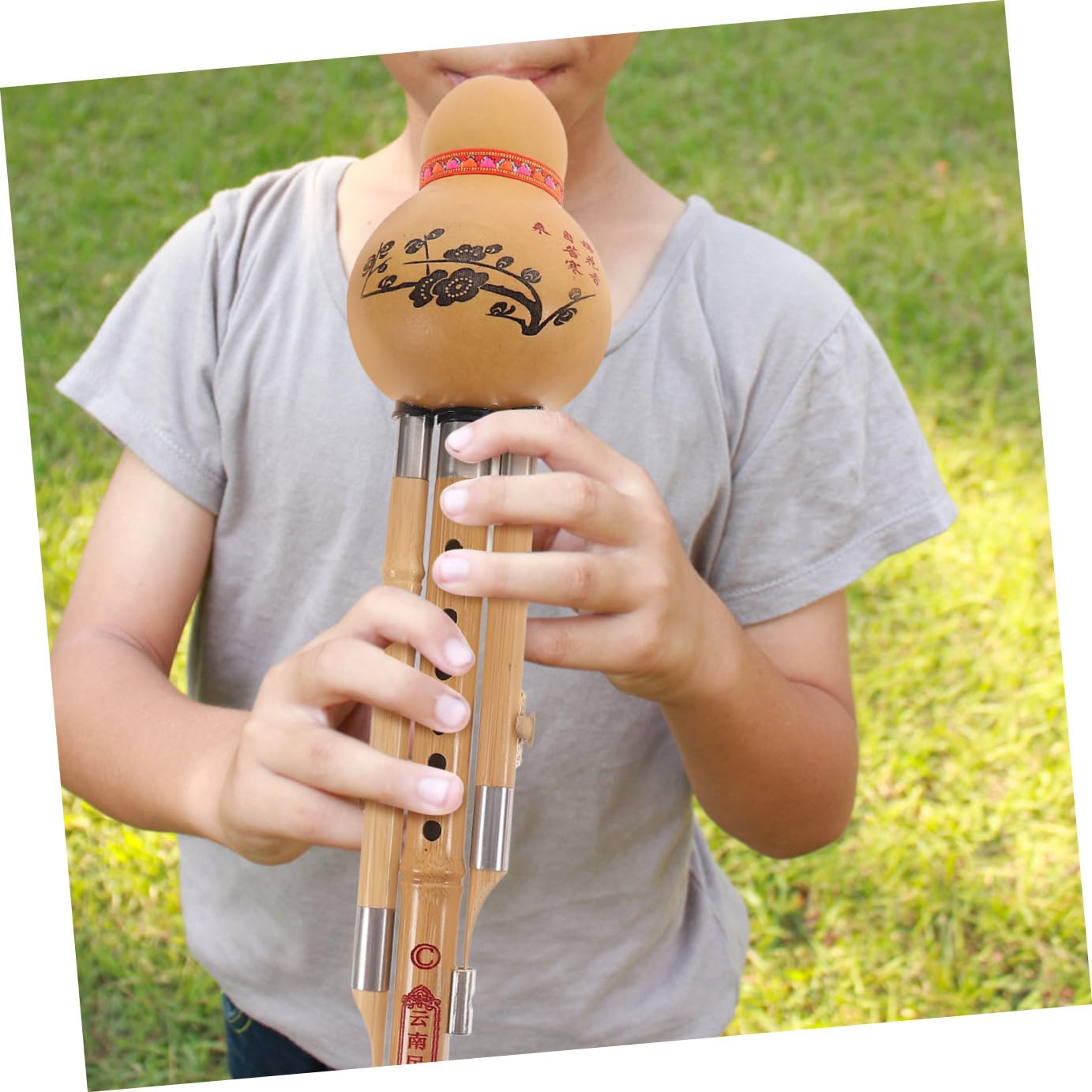 Hulusi Bambusflöte C-Dur mit Etui, Handgefertigt für Anfänger | 500g, Zuhause und Musikalische Darbietungen, Komfortables Spielen, Authentisches Design, Ethnischer Stil
