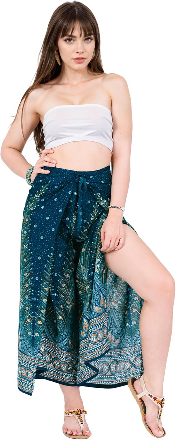 Your Cozy Women’s Boho Palazzo Pants Wide Leg for Yoga Festival Travel Lightweight Adjustable Waist Hippie Trousers - Image 3