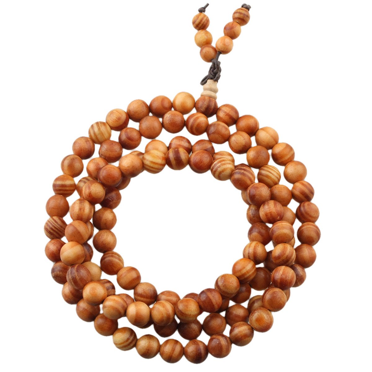 Nupuyai Natural Wood Wrap Bracelet for Women and Men, 108 Prayer Mala Beads Tibetan Necklace for Unisex Elastic Meditation Yoga Jewelry