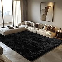 yulidayang 6x9 Black Fluffy Shag Area Rug - Soft Non-Shedding Plush Fuzzy Carpet for Bedroom, Living Room, Kids Nursery