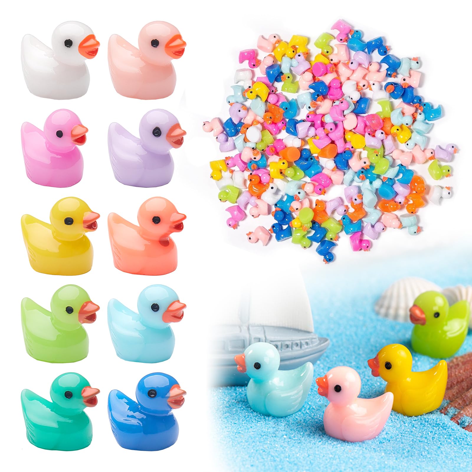150pcs Mini Resin Ducks Decoration,Tiny Miniature Ducks Mini Resin Duck Figures Tiny Duck Accessories for DIY Christmas Birthday Party