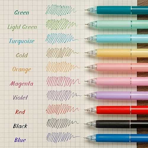 Miniatura 2 de 10 bolígrafos retráctiles de tinta de colores surtidos de 0.028 in con agarre contorneado suave para el regreso a la escuela