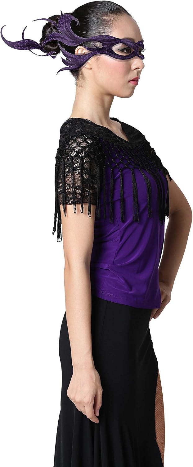 Lace Tassels Fringe Latin Ballroom Salsa Dance Tops Blouse Casual Shirt for Women