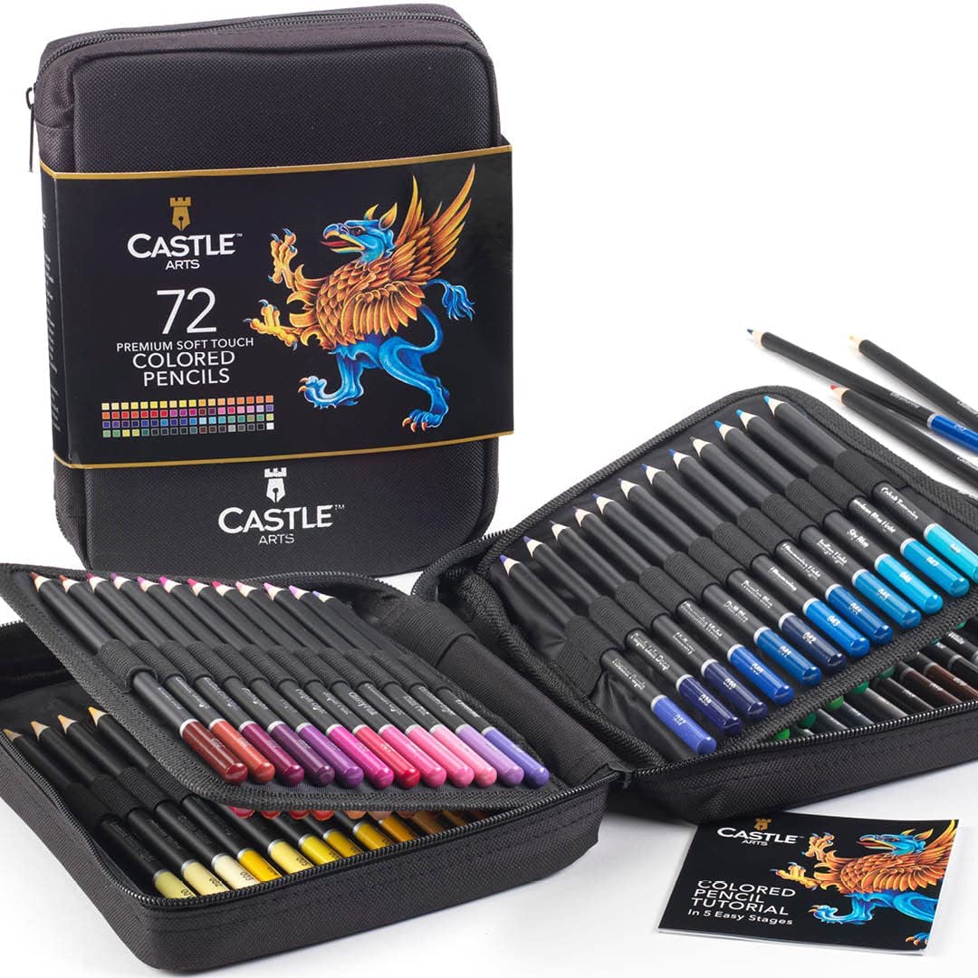 Castle Arts 122-teiliges Set mit farbigen und metallischen Bleistiften im Reißverschlussetui