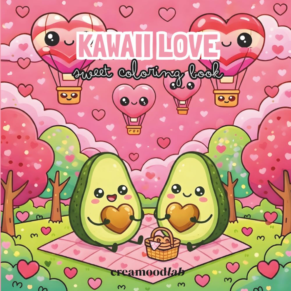 Kawaii Love: Coloring Book for Kids & Adults Featuring Sweet Hearts & Dreamy Romance Scenes