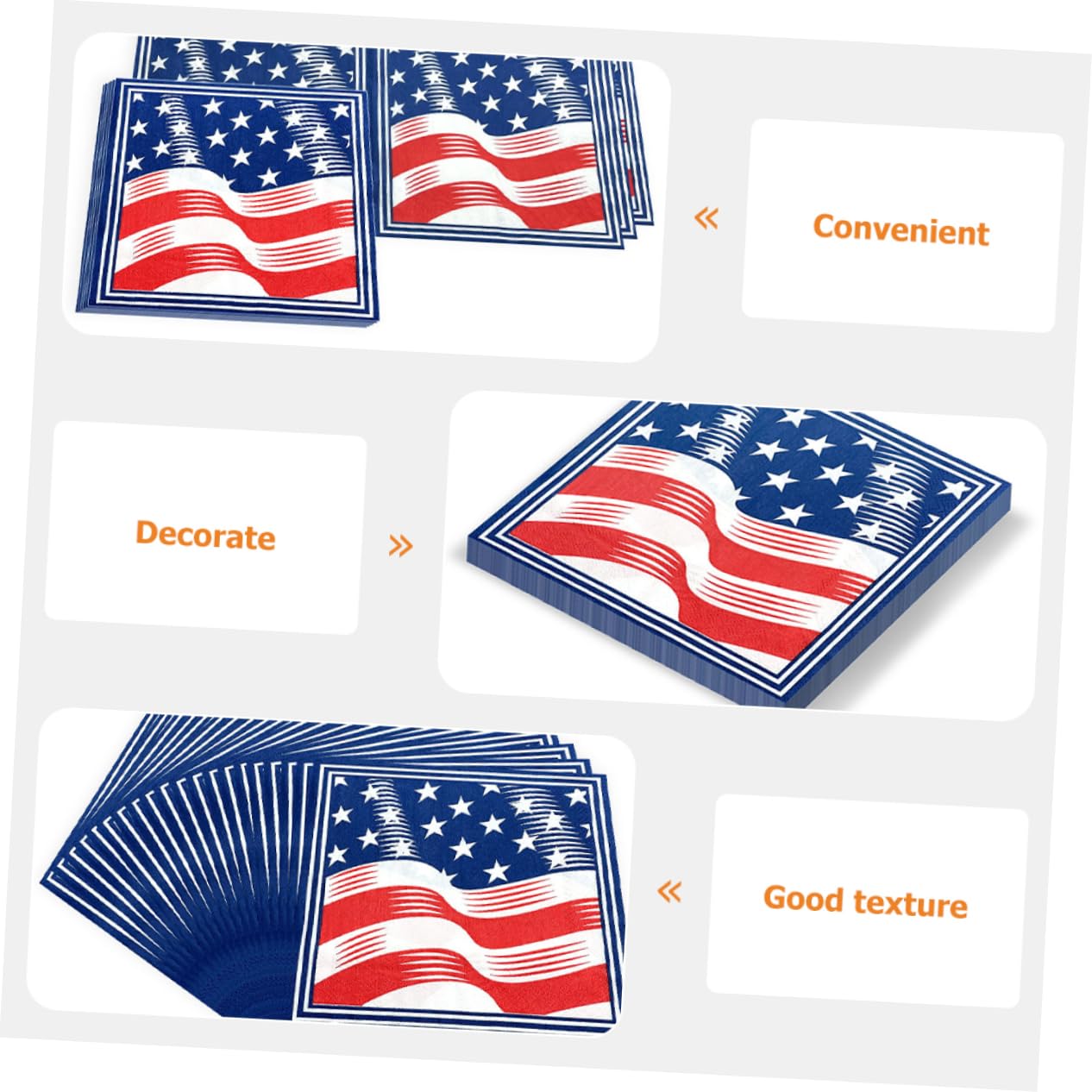 PLAFOPE 120 Piezas Servilleta De Papel 4to Servilletas De Americana Servilletas De Papel Decoración Nosotros Diseño De La Americana De Cena A Nosotros