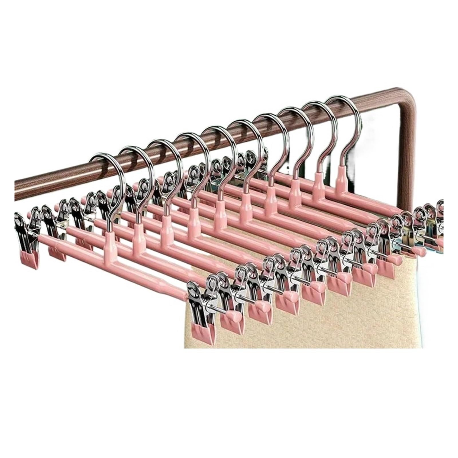 20pcs/10pcs/5pcs Dress Hanger Trousers Clips Skirts Clip Clothes Pant Rack Wardrobe Pants Tongs(Pink,5Pcs)