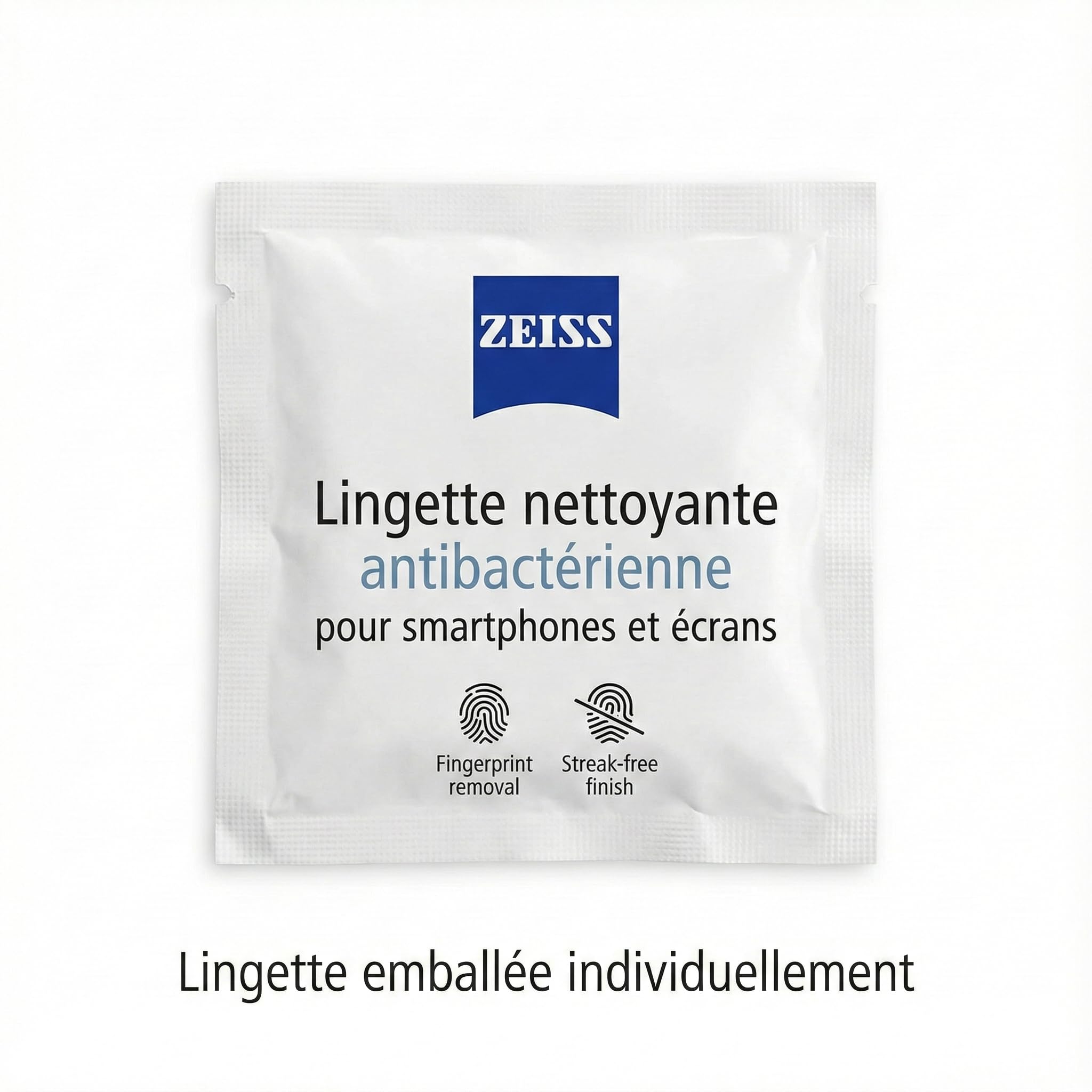Zeiss - Lingettes Nettoyantes Antibactériennes pour Smartphones et Écrans - Boîte de 30 - Éliminent 99,9% des Bactéries - Microfibres sans Rayures - Sachets Individuels - Compatibles Tous Écrans