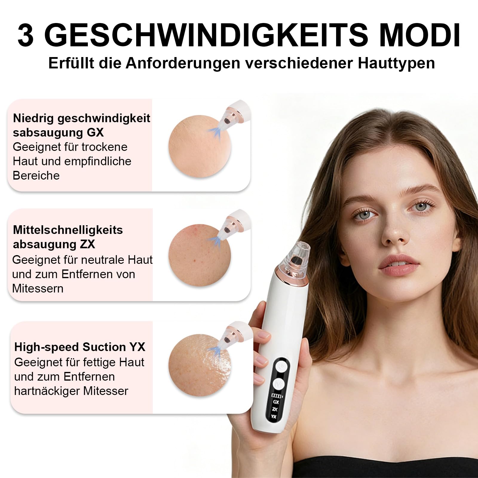 Mitesserentferner Porenreiniger Porensauger mit Sichtbarem Wassertank 4 Nadeln, 6 Aufsätze 3 Heizstufen, Elektrisches Pickel Ausdrücken Werkzeug 5 Modi,Wiederaufladbarer Blackhead Remover für Skincare