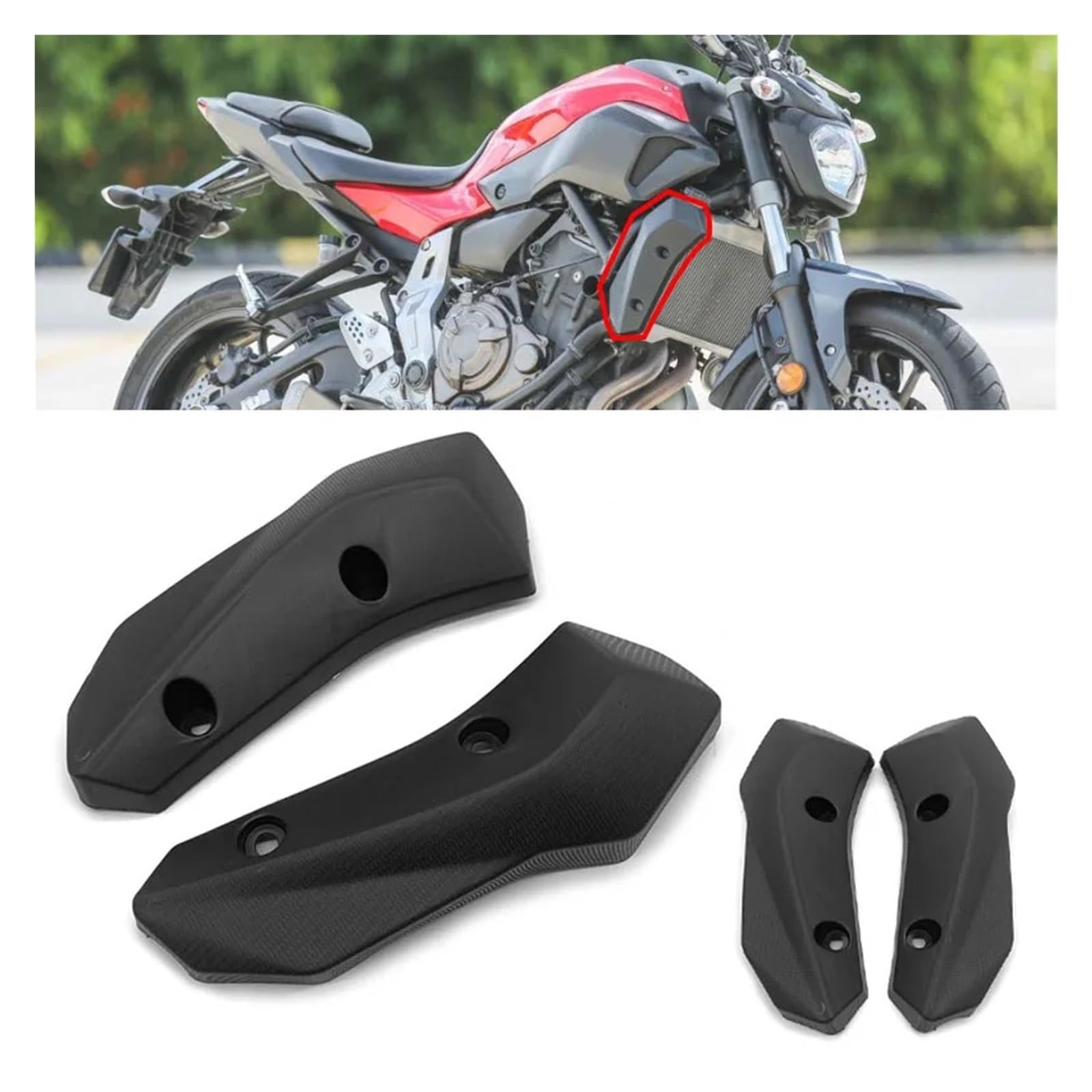 Adatto Per YAMAHA MT-07 FZ-07 MT07 FZ07 2012-2017 Moto ABS Plastica Copertura Radiatore Laterale Protezione Carenatura Anteriore Moto Pannelli Laterali Radiatore(Unpainted-1 Set)