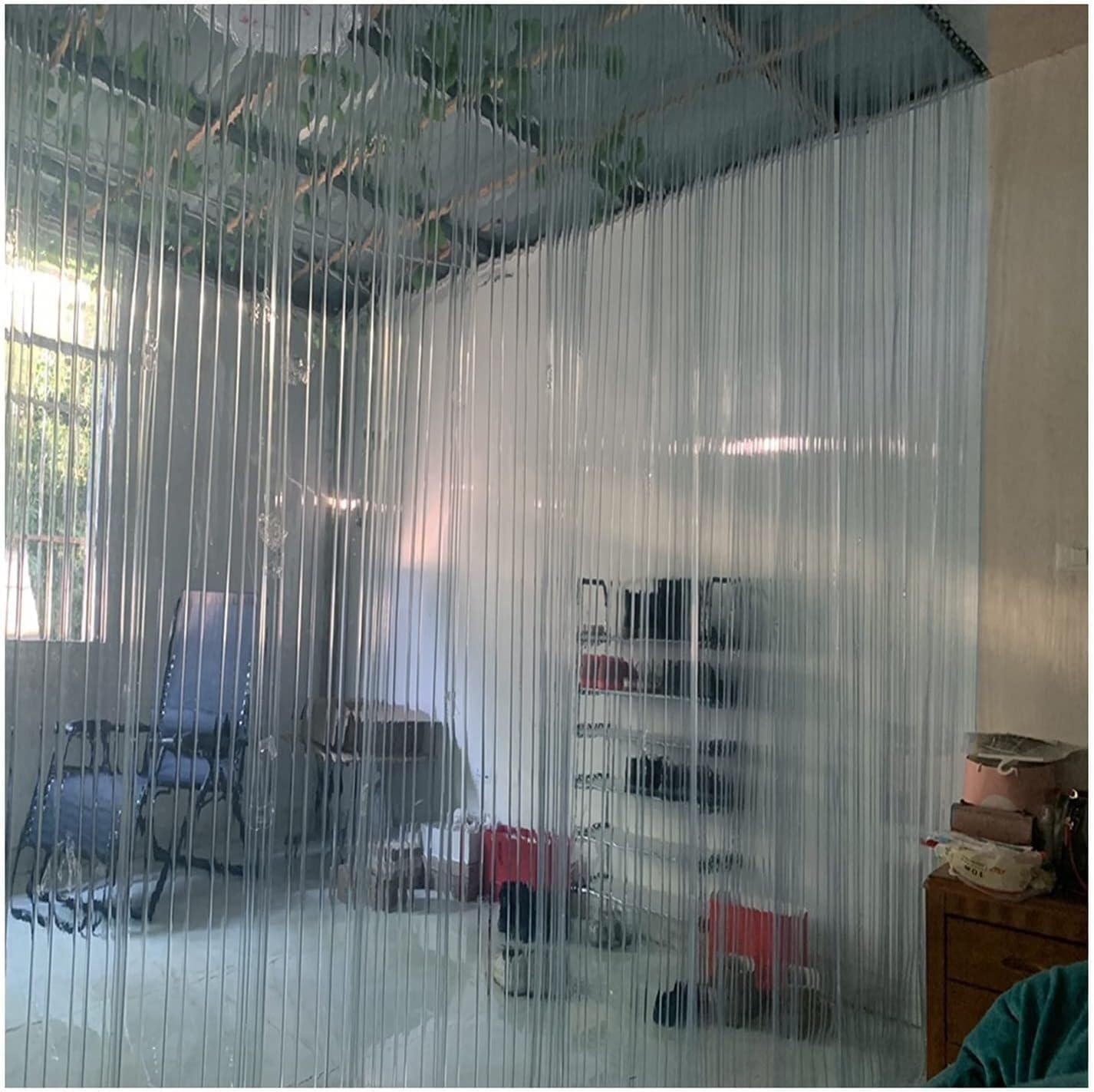 JvFbjLF Cortina de Puerta con Tira Cortavientos Transparente Colgante, Cortina de Puerta con Tira de PVC Resistente al plástico for Cuarto frío de Cocina(1.5mm,1.05x2m)