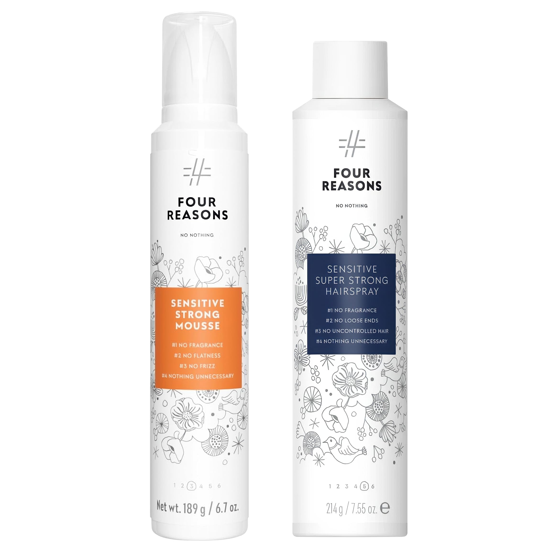 No Nothing Mousse und Super Strong Haarspray Bundle – Parfümfreies Volumen und extra starker Halt für empfindliche Kopfhaut