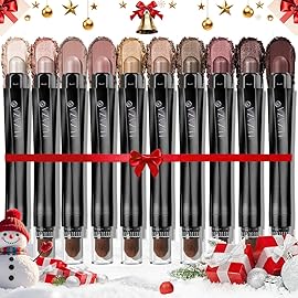 LUXAZA PRO Brown Eyeshadow Stick Makeup Set 10PCS, Neutral Shimmer And Matte Cream Eye Shadow Palette, Metallic Bronze Smoky Eyeliner Brightener Crayon Pencil Kit, Ideal Gift for Women -Espresso