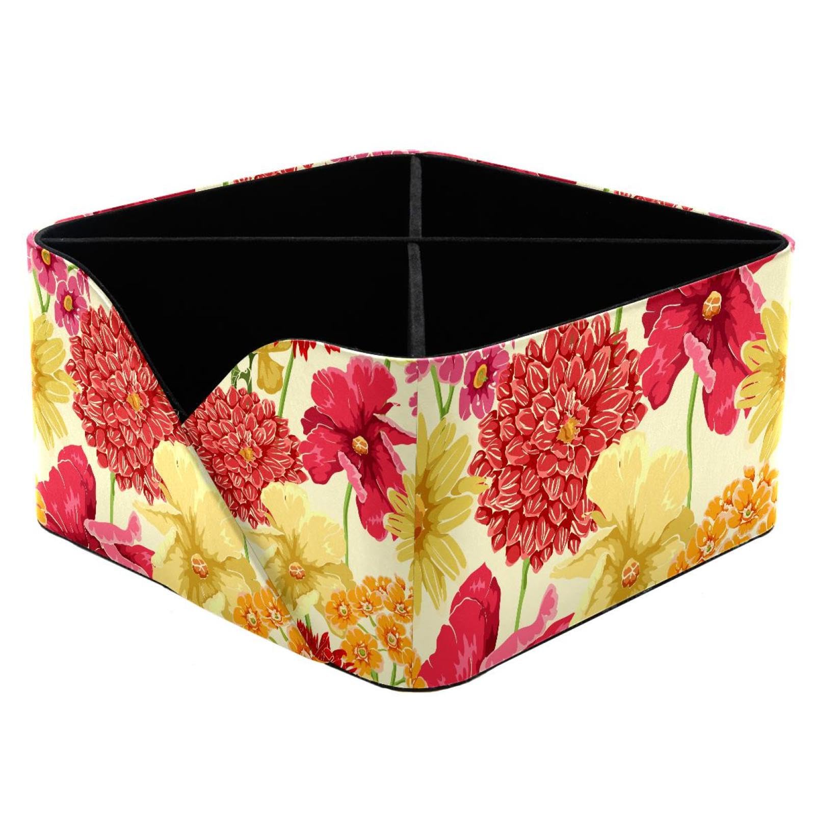 KengjuTesu Watercolor Flowers Desktop Organizer Pen Holder, Rectangular Pencil Cup for Office, Study and Makeup Stations