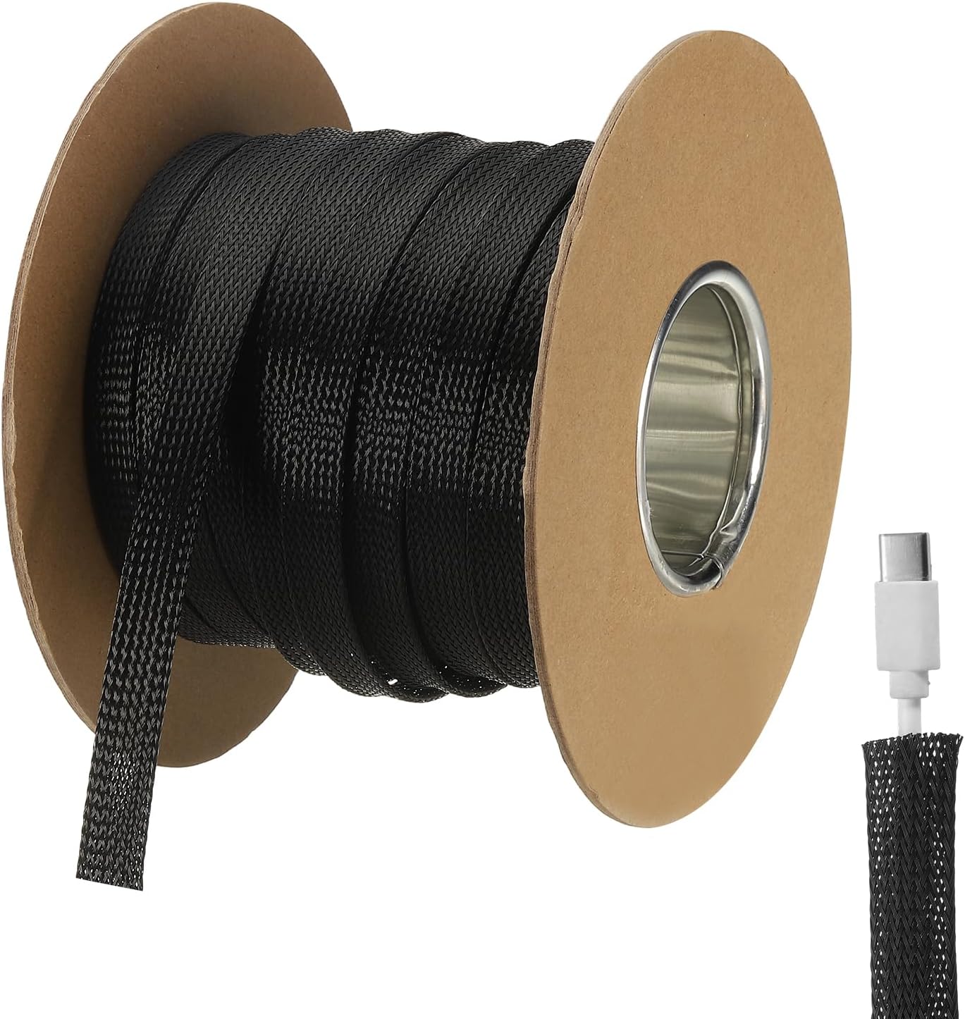 uxcell 299ft - 1 Inch Expandable Braided Cable Sleeving, PET Cable Management Wire Sleeve Cord Protector, Wire Wrap Loom Tube for TV Computer Office Home Devices, Maroon