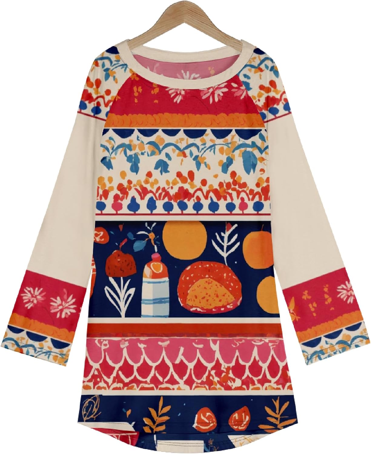 MARSVOVO Western Aztec Shirt for Women Crewneck Long Sleeve Shirts for Women Plus Size Loose Fit Ethnic Tunic Tops Women - Image 4