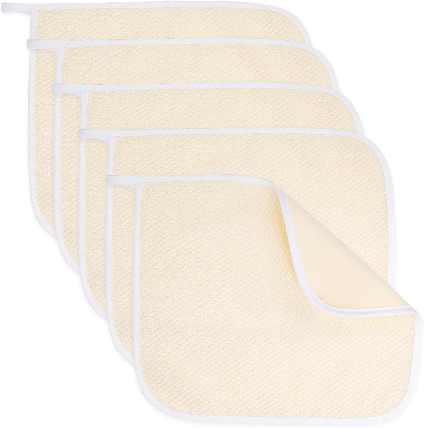 Sucrain 5 Pacs Exfoliating Face and Body Wash Cloths Towel Weave Bath Exfoliating Scrub Massage Bath Towel Cloth for Women and Men