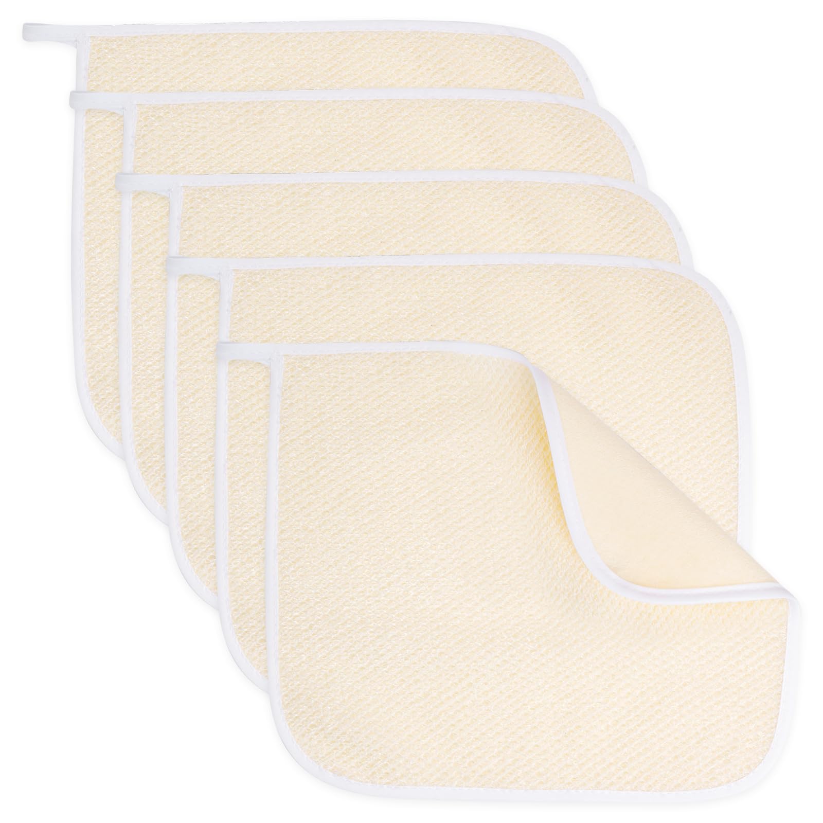 Sucrain 5 Pacs Exfoliating Face and Body Wash Cloths Towel Weave Bath Exfoliating Scrub Massage Bath Towel Cloth for Women and Men