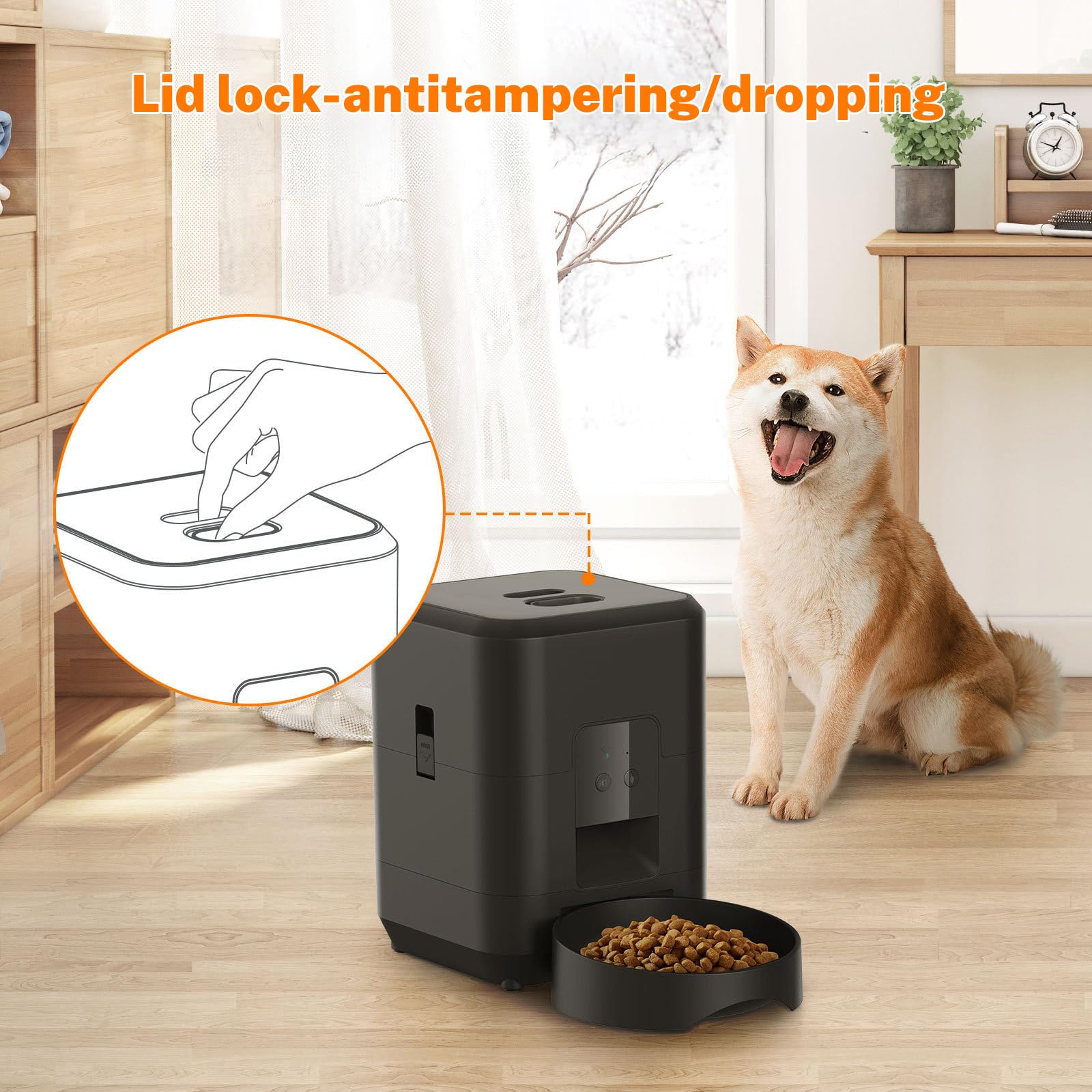 2 L Colpisci/WiFi Distributore crocchette Gatto Automatico, Mangiatoie Timer per Gatti/Cani con Funzione Memoria, Display LED, Adatto per Gatti E Cani Piccoli (Bianco - Touch)