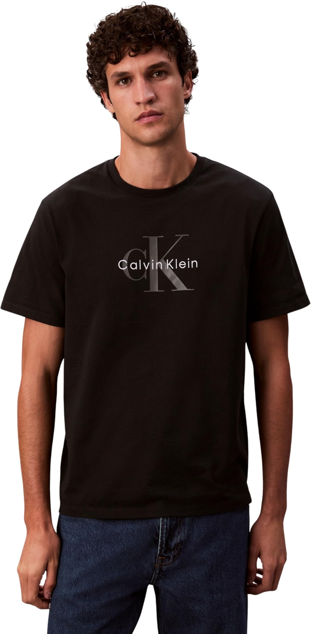 Calvin Klein Jeans Logo Print T-Shirt With Short Sleeves Men's Black Small