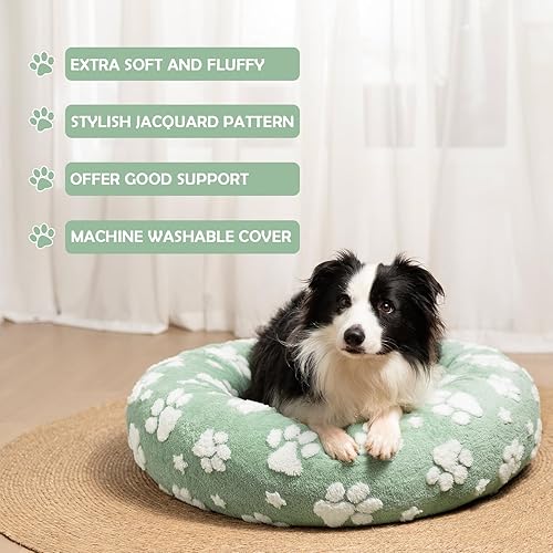 Miniatura 3 de Camas en forma de dona para perros pequeños, camas redondas relajantes para gatos de interior, bonita cama para mascotas con textura 3D con patas