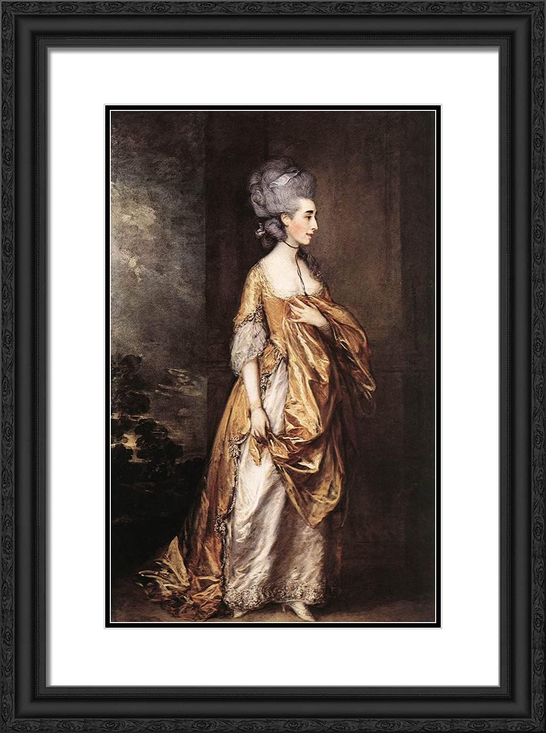 ArtDirect Gainsborough, Thomas 18x24 Gold Ornate Framed Art Print with Double Matting Titled: Mrs. Grace D Elliott
