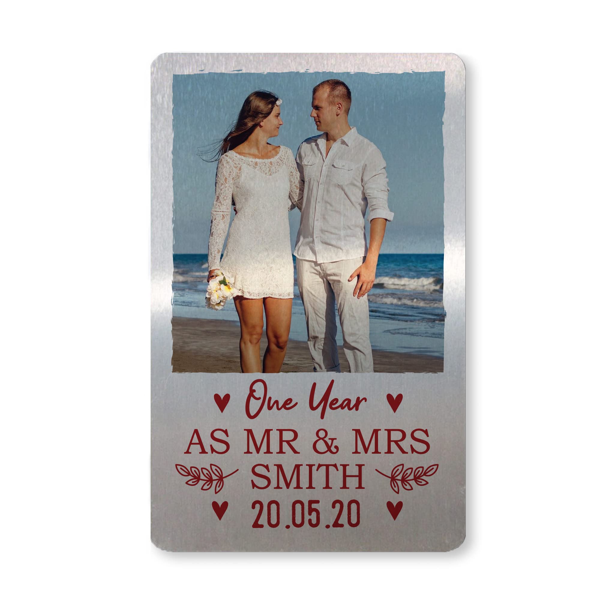RED OCEAN PERSONALISED 1st Anniversary As Mr And Mrs Wallet Insert Husband Wife Gift Keepsake