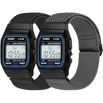 Elastic Bracelets Compatible with Casio F-84/F-91W/F-91WG F-105/F-108/A158/A168 Breathable Soft Sports Armband for Casio AE-1000/1200/1300 Women Men