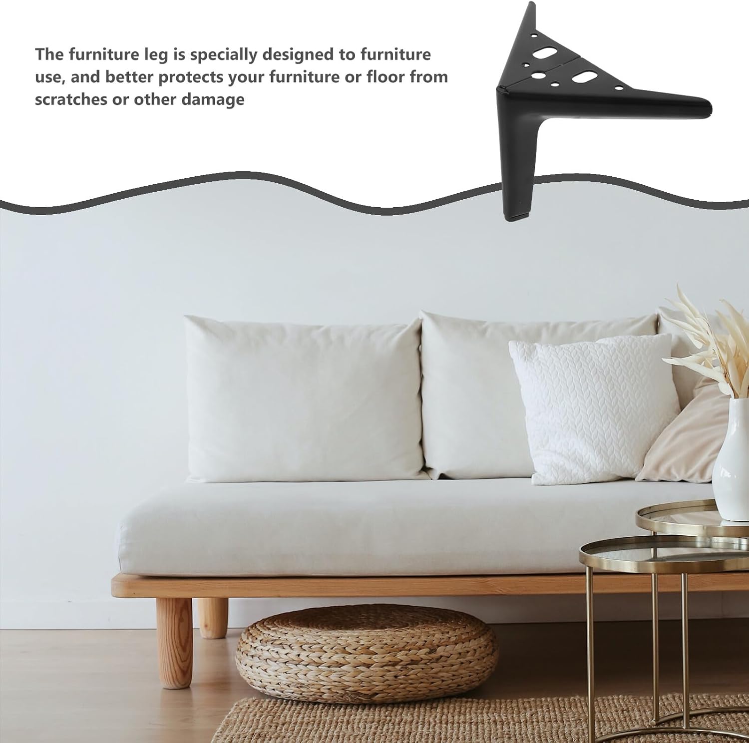 PRETYZOOM 4pcs Metal Furniture Legs Sofa Legs Replacement 12cm Matte Black Heavy-Duty Support Feet for Sofa Table Dresser and Bed Frame